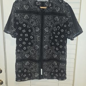 Alexander Wang Silk Bandana Short Sleeve Shirt Sz M